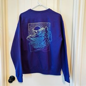 American Outdoors Medium Purple Mountain Lake Eagle Graphic Crew Neck Sweatshirt